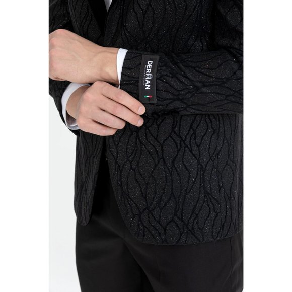 Derman Black Silvery Patterned Fabric Tuxedo - Picture 5 of 7